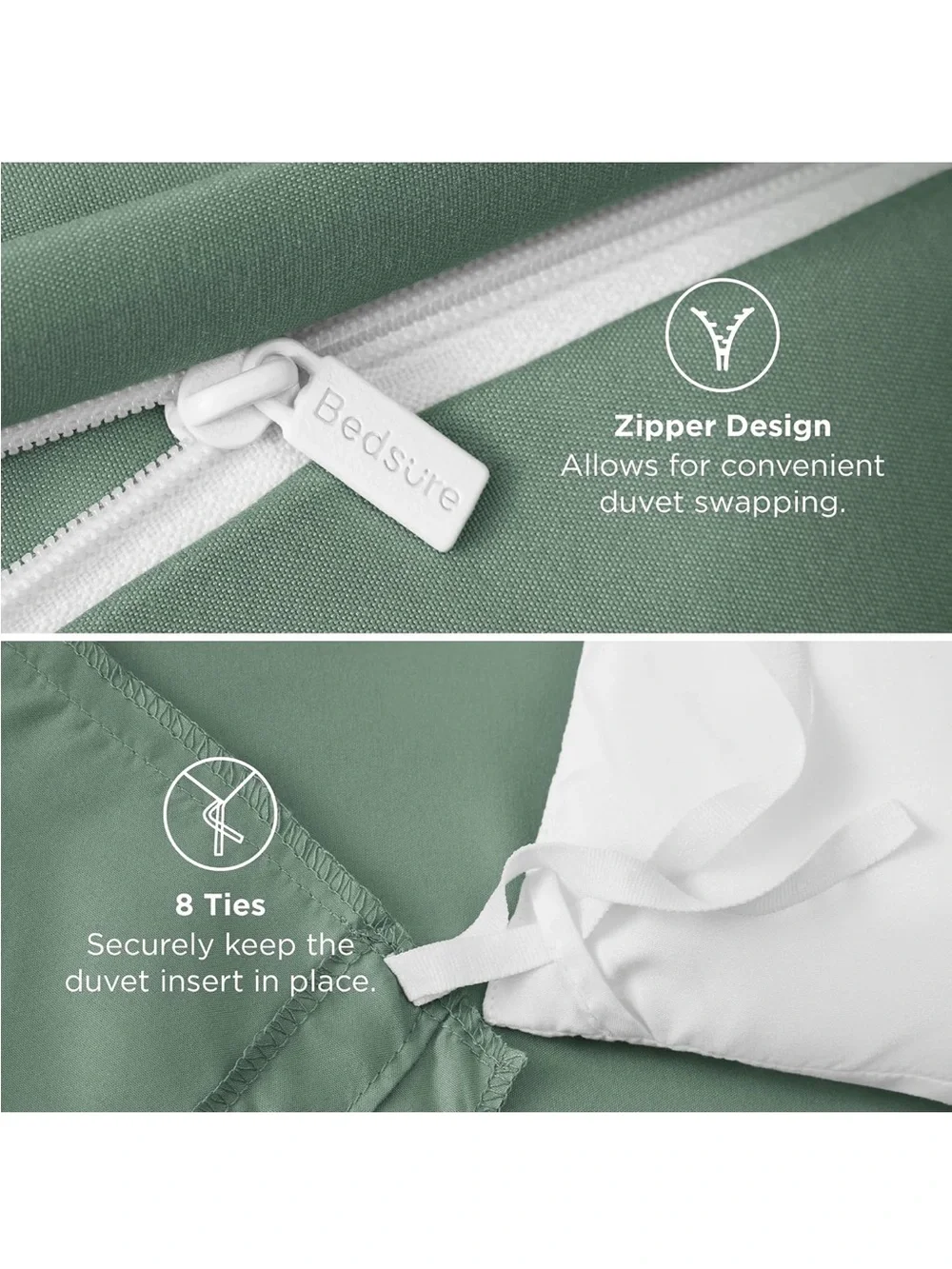 NEW Bedsure Twin/Twin XL Duvet Cover, Double Brushed Bedding Set, Sage Green
